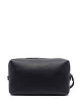 logo print leather wash bag